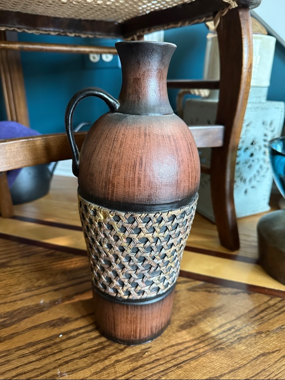Brown Woven Golden Accent Pitcher/Vase - Home Accents